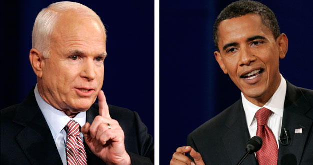 McCain y Obama, durante el primer cara a cara celebrado en esta campa&ntilde;a.