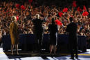 U.S. Republican presidential nominee McCain acknowledges supporters during his election night rally in Phoenix