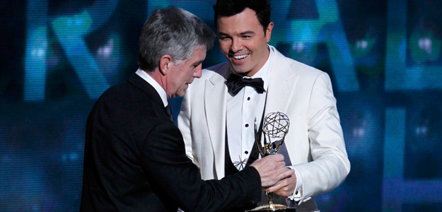 McFarlane presents the award for outstanding reality show host to Bergeron at the 64th Primetime Emmy Awards in Los Angeles McFarlane presents the award for outstanding reality show host to Bergeron at the 64th Primetime Emmy Awards in Los Angeles