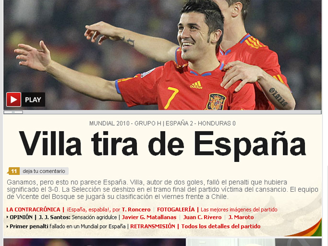 Los medios alaban los goles de Villa