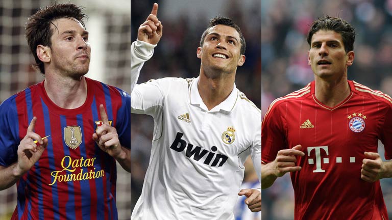 Messi, Cristiano y Mario G&oacute;mez, el tridente de la Champions