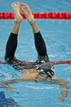 Michael Phelps of the U.S. looks down the pool after his mens 200m butterfly swimming semifinal during the Beijing 2008 Olympic Games