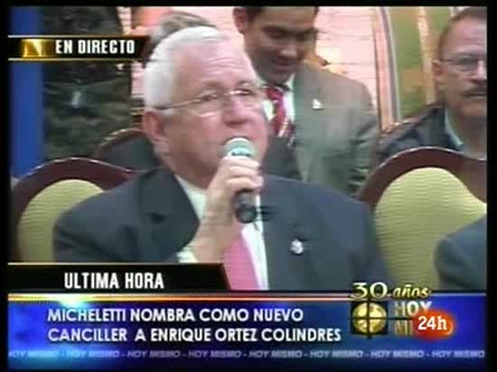 Micheletti rechaza las amenazas de Ch&aacute;vez