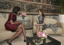 US first lady Michelle Obama speaks with Frances first lady Carla Bruni-Sarkozy before a luncheon at Rohan Palace in Strasbourg