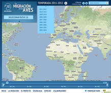 Se pueden seguir las rutas de las aves a través del mapa de la 'Migración de las Aves' Se pueden seguir las rutas de las aves a través del mapa de la 'Migración de las Aves'