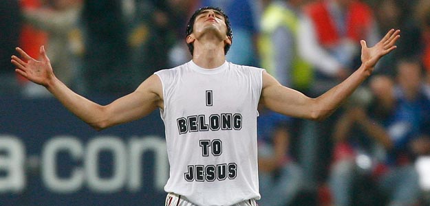 AC Milan's Kaka falls to his knees after winning the Champions League final soccer match against Liverpool in Athens