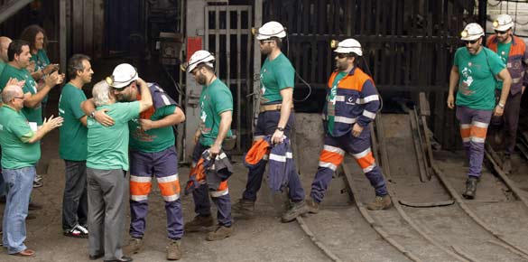Los mineros del pozo San Nicol&aacute;s (Mieres) abandonan su protesta