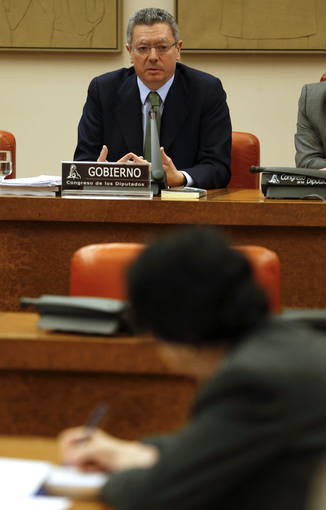 El ministro de Justicia, Alberto Ru&iacute;z Gallard&oacute;n, durante una comparecencia en el Congreso.