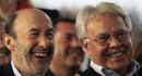 El candidato del PSOE, Alfredo P&eacute;rez Rubalcaba, y el presidente del Gobierno, Felipe Gonz&aacute;lez