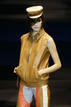 A model displays an outfit from designer Nicolas Vaudelets Spring/Summer 2010 collection during Cibeles Madrid Fashion Week in Madrid