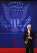 CBS anchorman Bob Schieffer talks to the audience during the final presidential debate in New York