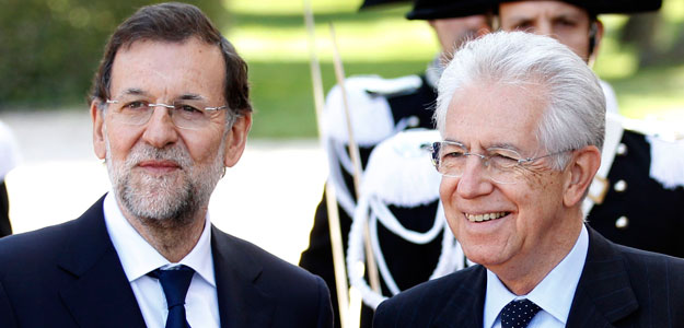 Monti recibe a Rajoy en villa Doria Pamphilj en Rome