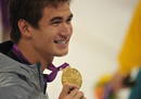 El nadador estadounidense Nathan Adrian celebra hoy, mi&eacute;rcoles 1 de agosto de 2012, luego de ganar el oro en la prueba de los 100 metros libre en los Juegos Ol&iacute;mpicos 2012 en Londres (Reino Unido).