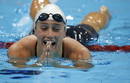 La nadadora espa&ntilde;ola Mireia Belmonte Garc&iacute;a celebra este mi&eacute;rcoles 1 de agosto de 2012 la medalla de plata en la prueba de los 200 metros en los Juegos Ol&iacute;mpicos 2012 en Londres (Reino Unido).