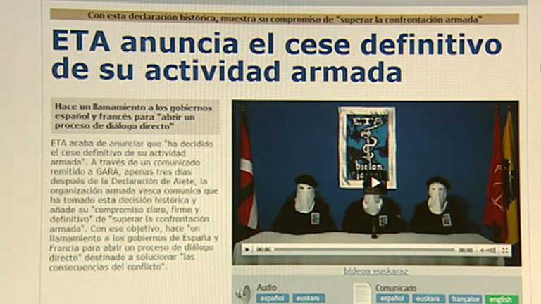 La banda ETA mantiene su decisi&oacute;n sobre el cese de la actividad terrorista