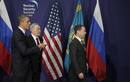 Obama y Medvedev junto al presidente de Kajast&aacute;n, Nursult&aacute;n Nazarbayev