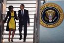Obama y Michelle bajan del Air Force One en Londres