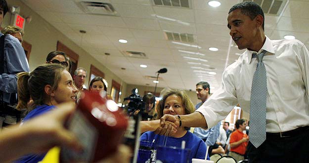 Obama, en un restaurante en Ohio