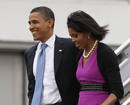 Obama y su esposa Michelle llegan a San Pablo, Montana, para la &uacute;ltima jornada electoral, el 3 de junio.