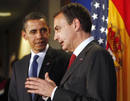 U.S. President Obama meets with Spains PM Zapatero at the E.U. Summit in Prague