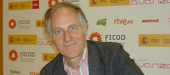 Tim O'Reilly durante la entrevista con RTVE.es tras su charla en FICOD 2011