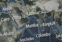 En las pantalla del avi&oacute;n, vemos la ruta que nos lleva al Himalaya