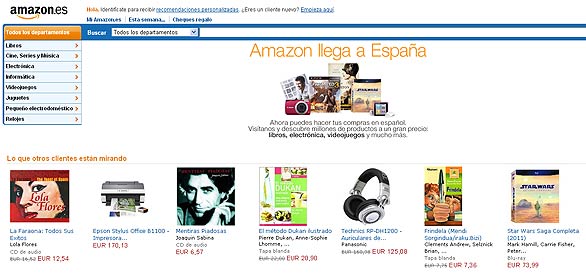 P&aacute;gina de inicio de Amazon Espa&ntilde;a