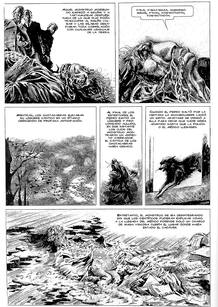 P&aacute;gina de 'Los mitos de Cthulhu', de H.P. Lovecraft y Alberto Breccia