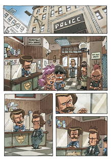 CUL09. MADRID, 05/08/2011.- Imagen cedida por la editorial Ominiky de vi&ntilde;etas del c&oacute;mic "Quinto: no matar&aacute;s", del dibujante italiano Andrea Scoppetta, quien ha compuesto una divertida historia de polic&iacute;as que no solo ofrece toneladas de acci&oacute;n, sino