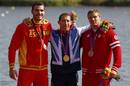 El palista espa&ntilde;ol Sa&uacute;l Craviotto recibe la medalla de plata en la final de K-200 de Londrest at Eton Dorney during the London 2012 Olympic Games