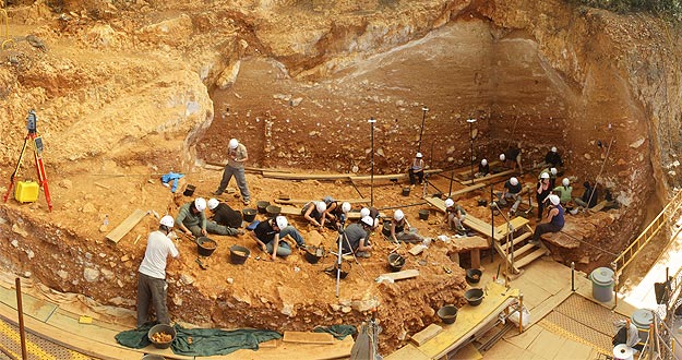 Panorámica de la excavación en 2012 de la Gran Dolina (Sierra de Atapuerca).