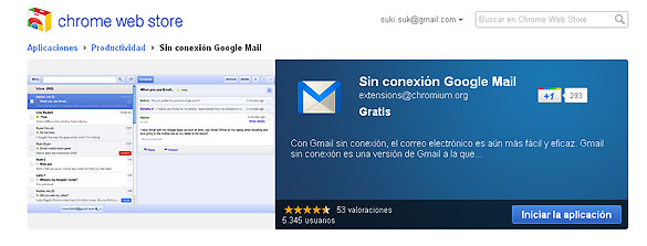 Para acceder al modo 'offline' en Gmail hay que instalarse una aplicaci&oacute;n en la tienda de Chrome, el navegador de Google