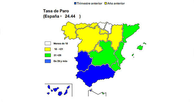 La tasa de paro m&aacute;s baja es la de Pa&iacute;s Vasco y la m&aacute;s alta, la de Andaluc&iacute;a