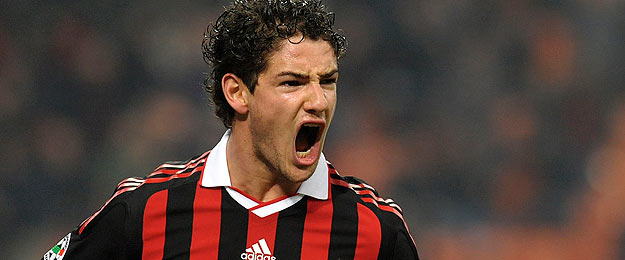 AC Milan's Pato celebrates after scoring against Sampdoria during their Italian serie A soccer match in Milan.