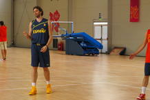 Pau Gasol en el primer entrenamiento en Londres