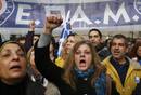 People shout during a huge anti-austerity demonstration in Athens Syntagma square