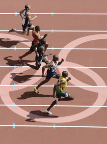 'Photo finish' de la cuarta serie de los 100 metros