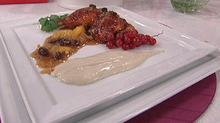 Saber cocinar - Pollo asado al jerez con crema de alcachofa  (27/01/2012)