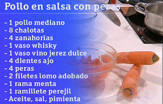 Saber cocinar - Pollo en salsa con peras de Arag&oacute;n