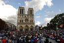 Thousands of young people wait for Pope Benedict XVI before celebrating vespers at Paris Notre Dame Cathedral Paris