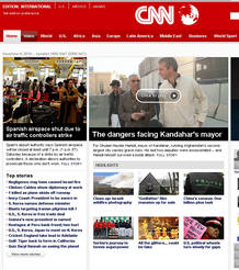 Portada de la cadena de EE. UU. CNN, que titula "Cerrado el espacio a&eacute;reo espa&ntilde;ol por la huelga de controladores"