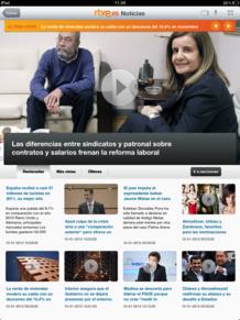 Portada de Noticias en la aplicaci&oacute;n de iPad de RTVE.es