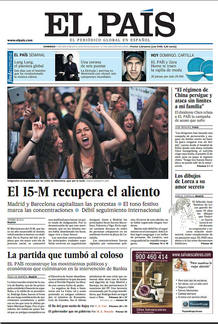 Portada de 'El Pa&iacute;s' en el primer aniversario del 15M