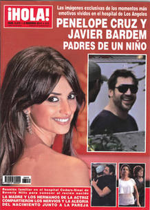 Portada de la revista 'Hola' que informa del nacimiento del beb&eacute; de Bardem y Cruz.