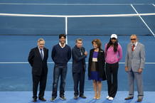 Fernando Verdasco, segundo por la izquierda, en la presentaci&oacute;n del Madrid Open