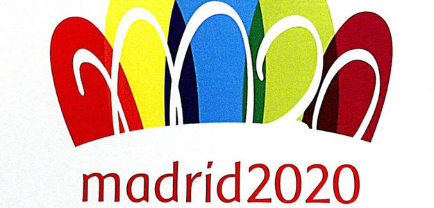 Logotipo de la candidatura de Madrid para albergar los Juegos de 2020, inspirado en la Puerta de Alcalá con una "M" sobre los arcos de ésta junto al número 20. Logotipo de la candidatura de Madrid para albergar los Juegos de 2020, inspirado en la Puerta de Alcalá con una "M" sobre los arcos de ésta junto al número 20.