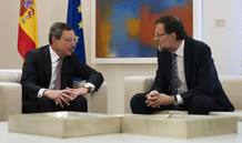 El presidente del Gobierno, Mariano Rajoy, junto al presidente del BCE, Mario Draghi El presidente del Gobierno, Mariano Rajoy, junto al presidente del BCE, Mario Draghi