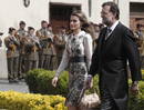 La Princesa de Asturias y el presidente del Gobierno, Mariano Rajoy, a su llegada al paraninfo de la Universidad de Alcal&aacute; de Henares.