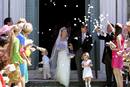 La princesa y su esposo, a la salida de la bas&iacute;lica de San Miniato al Monte en Florencia.