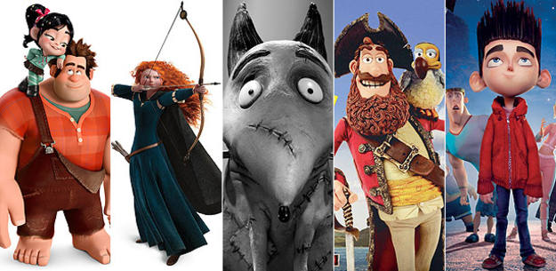 Los protagonistas de 'Rompe Ralph', 'Brave' (Indomable), 'Frankenweenie', '¡Piratas!' y 'El alucinante mundo de Norman'